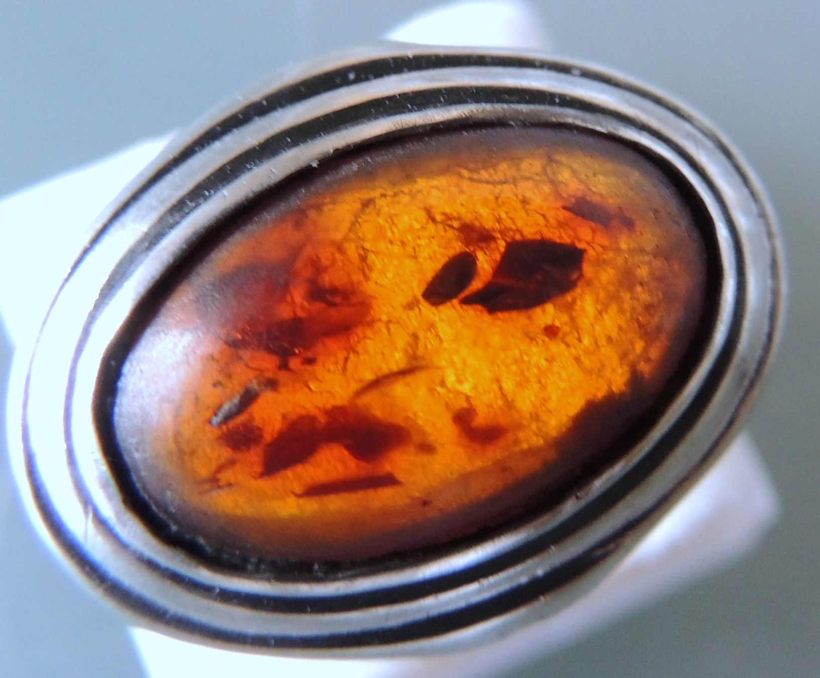Anelli: Silber 800 Fingerring mit einem Bernstein Gr. 56 – Usato da Waldenburg venduto da schaller707 1