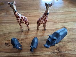 Holzfiguren Set Tiere Afrika handgeschnitzt 