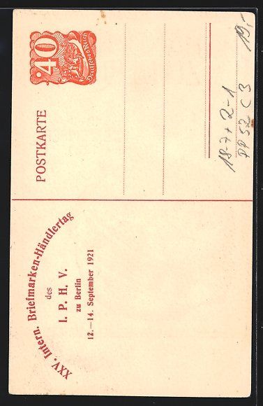 Cancelleria postale: Ganzsache PP52C3: Berlin, 25. Händlerta – Usato da Berlin venduto da bartko-reher 1