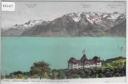 Pelerin-Palace - Vue dur le Lac Leman et les alpes - Litho