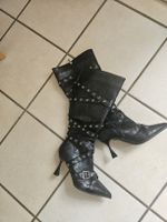 Damen Stiefel schwarz mit Schnallen Grösse 36