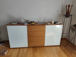 2 Sideboard Weiss/Holz mit viel Stauraum