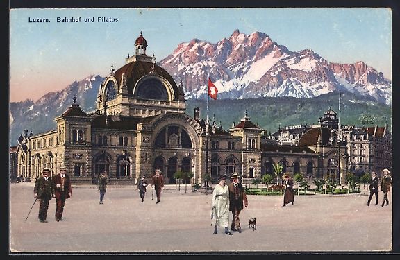 Cartoline postali: AK Luzern, Bahnhof und Pilatus – Usato da Berlin venduto da bartko-reher