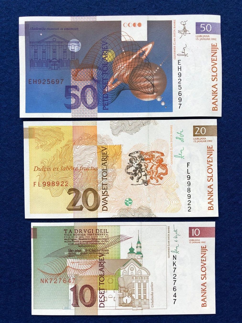 Banknoten: Slowenien 1992 - Tolarjev UNC - Notenset – Neu (gemäss Beschreibung) aus Pfäffikon SZ von Sieben77 2