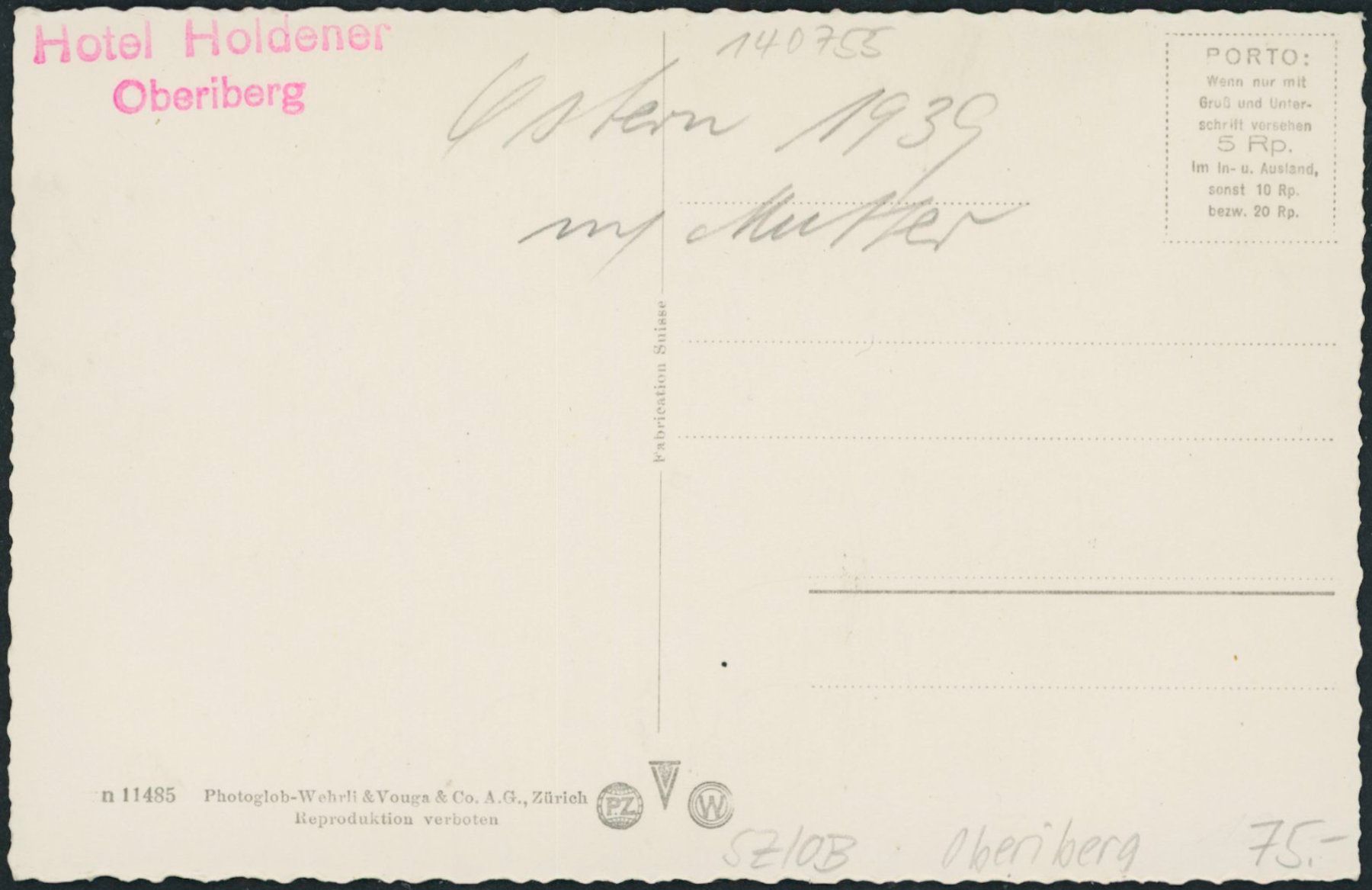 Cartoline postali: SZ Oberiberg – Nuovo (secondo la descrizione) da Schindellegi venduto da masutka7 1