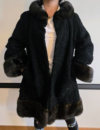 Vintage Persian Lamb Coat with Mink Fur Trim - Stunning!