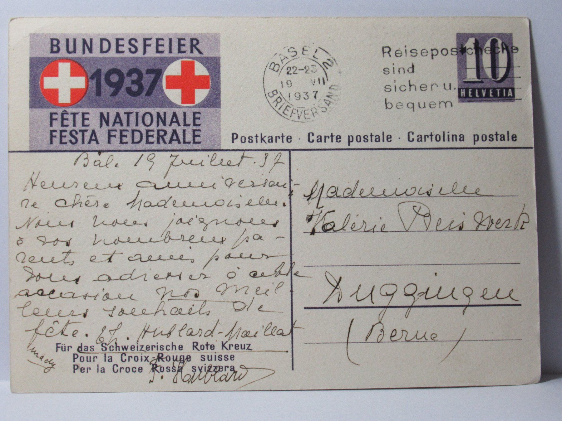 Cartoline postali: Bundesfeier 1937 – Usato da Grenchen venduto da Bluemchen1900 1