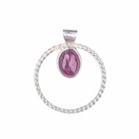Silber Anhänger mit Rubin Cabochon