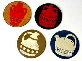 4 Vintage Emaille-Untersetzer aus Kupfer, Griechenland
