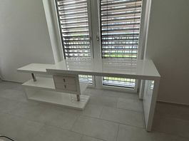 Miliboo Rotating Desk  Glossy White  2 Drawers  Modular