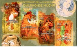 Block "Malerei. Alfons Mucha". Zentralafrikanische Republik
