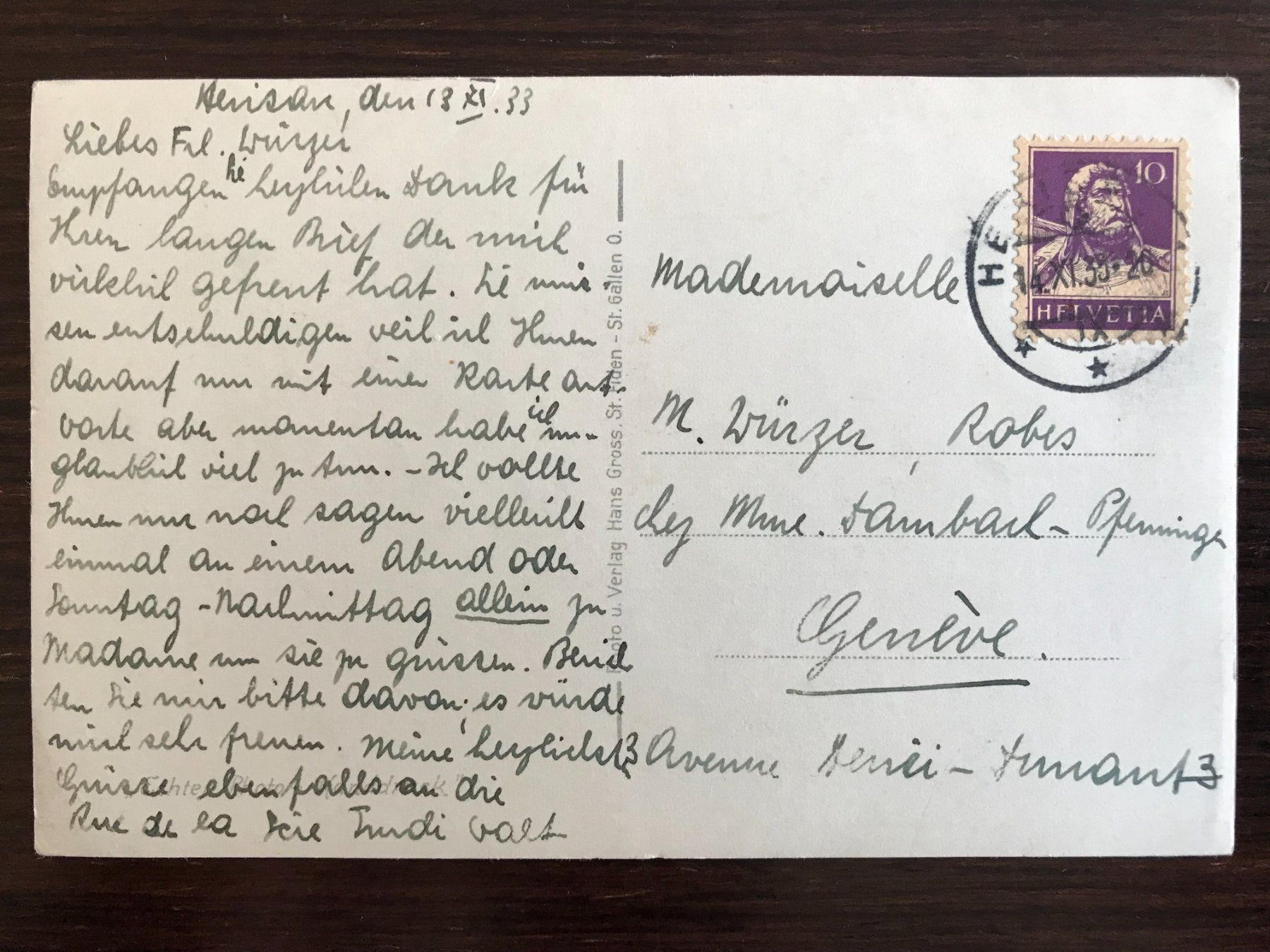 Cartoline postali: Herisau MIT SÄNTISKETTE 1933 – Usato da Wald ZH venduto da TLILEF 1