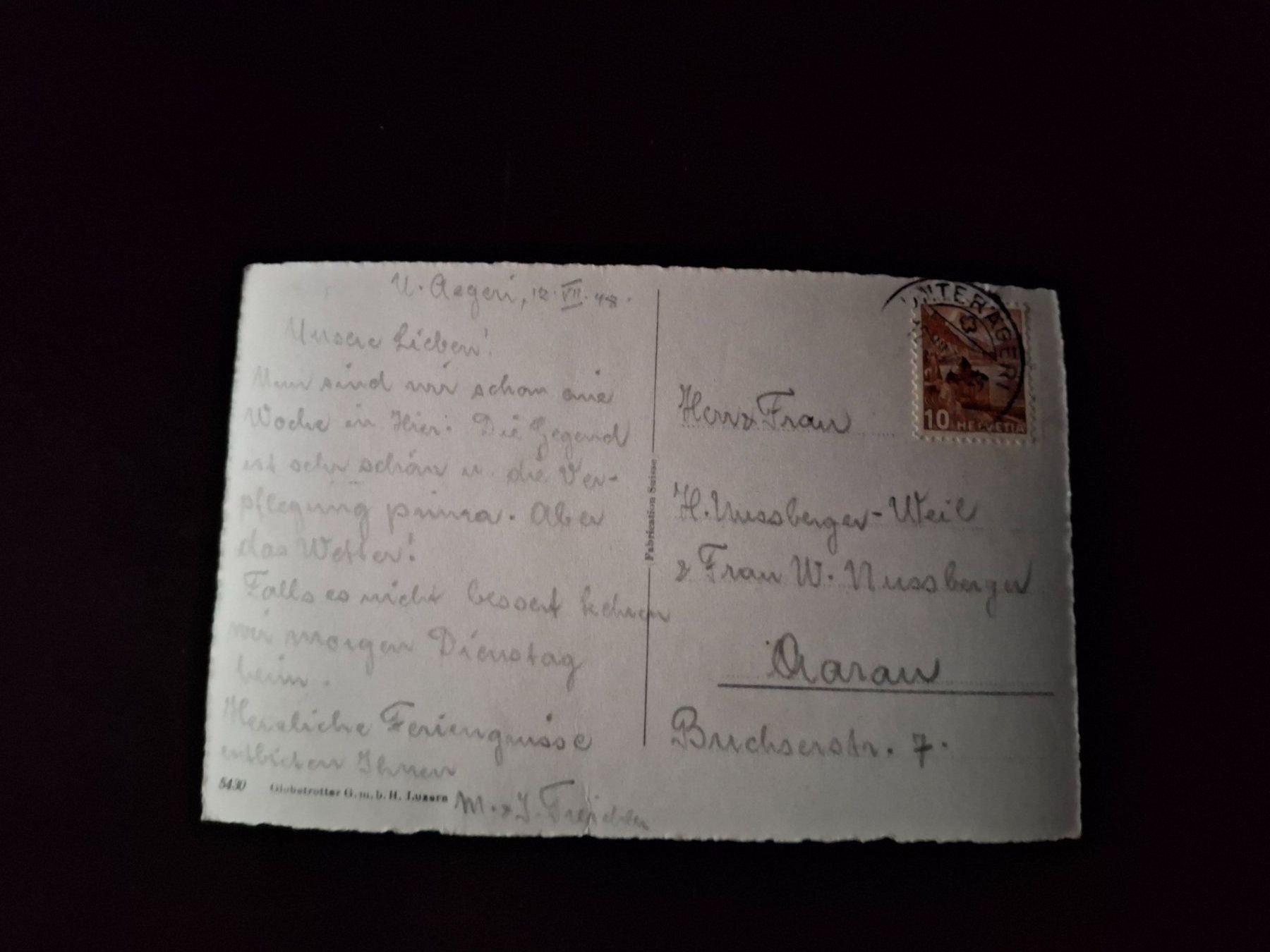 Cartoline postali: Unter -Aegeri – Usato da Kreuzlingen venduto da Gastra 1
