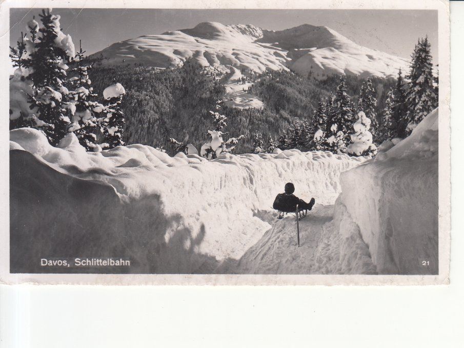Cartoline postali: Davos Schlittelbahn ca. 1950 – Usato da Bürglen TG venduto da StampGraf