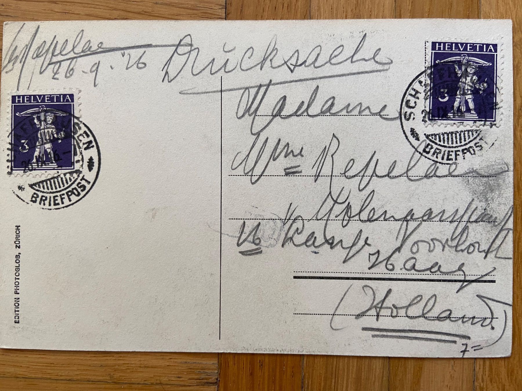 Cartoline postali: Ansichtskarte Rheinfall, Schloss Laufen, 1926 – Usato da Romanshorn venduto da luxcollect 1