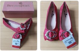 Ballerinas Damen rot Grösse 37 mit Schmuckstein