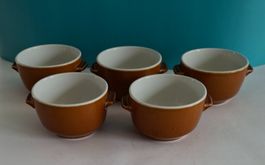 5 Suppentassen/ Keramiktassen, Vintage, braun, Top!
