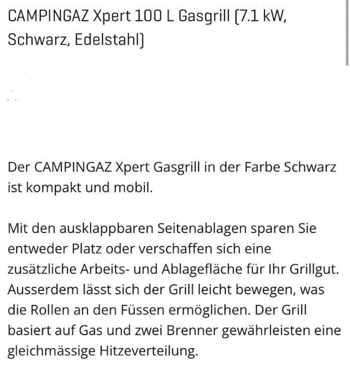 Campingaz Griglie: Campingaz Gasgrill BBQ Xpert 100 L – Usato da Allenwinden venduto da Zuger89 3