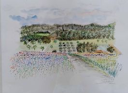 Aquarell Jean-Pierre Zahnd 'Blick Blauen Aesch', 1998