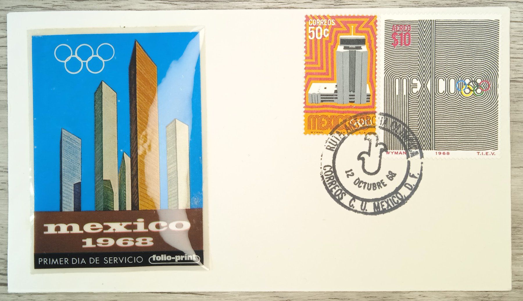 Tutti i francobolli: TR69 Enveloppe + Timbre Mexique 1968 – Usato da Cousset venduto da Patrick_Collections