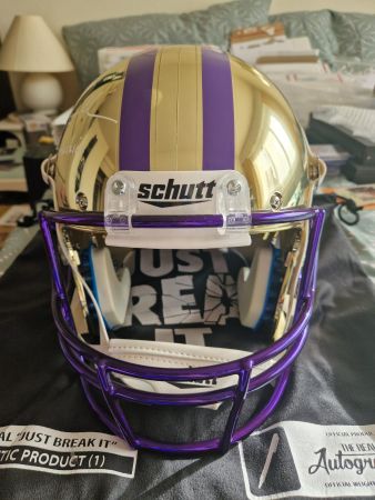 Réplique casque foot US + maillot signés par Mark Brunell