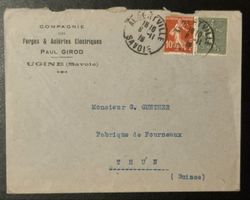Frankreich Firmenbrief Schweiz Albertville Savoie 18.10.1918