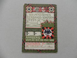 Karte Aarberg BE Bern Schiessen Schützenfest 1908 Bahn Zug