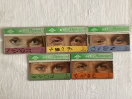 5 Telefonkarten Britisch Telecom Augen-Serie