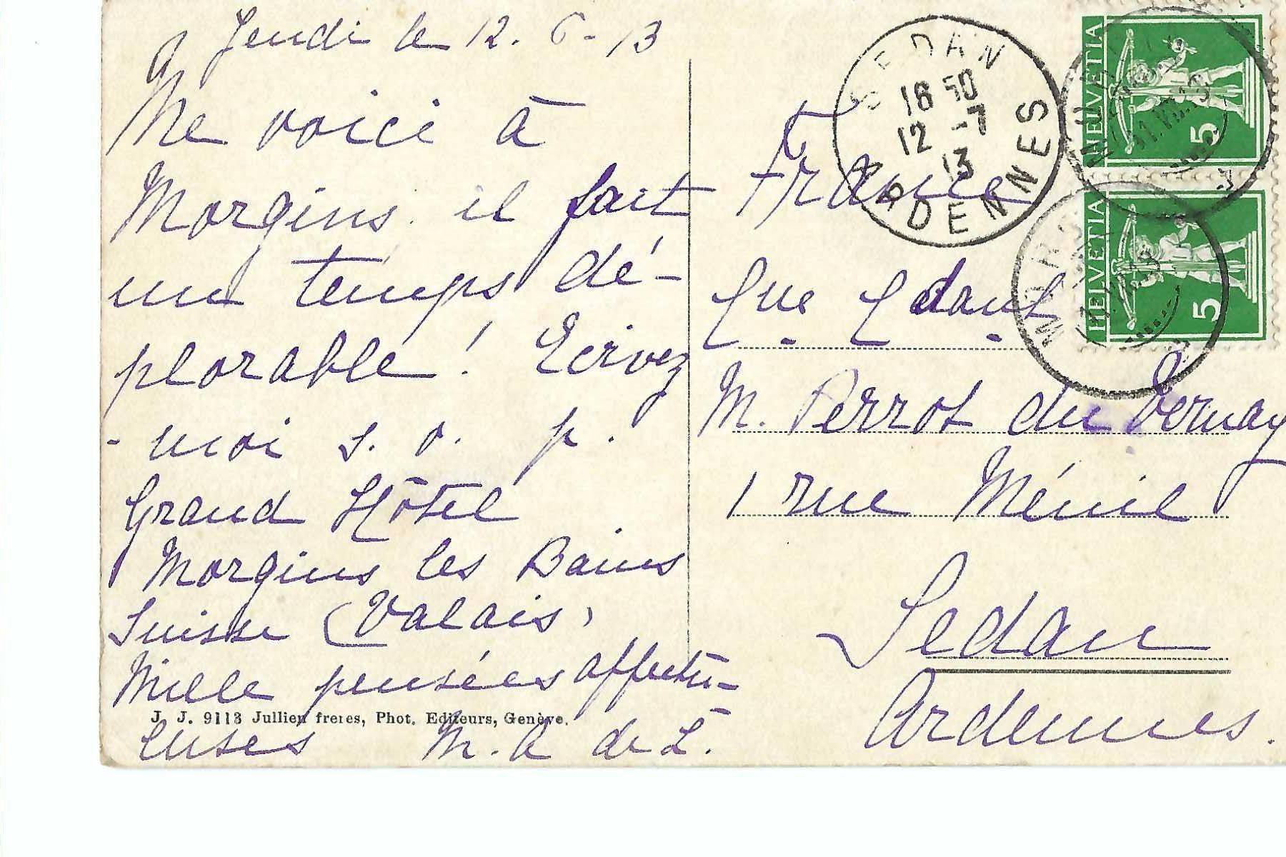 Cartoline postali: Morgins et le Géant, 1913 – Usato da Thun venduto da 44wart 1