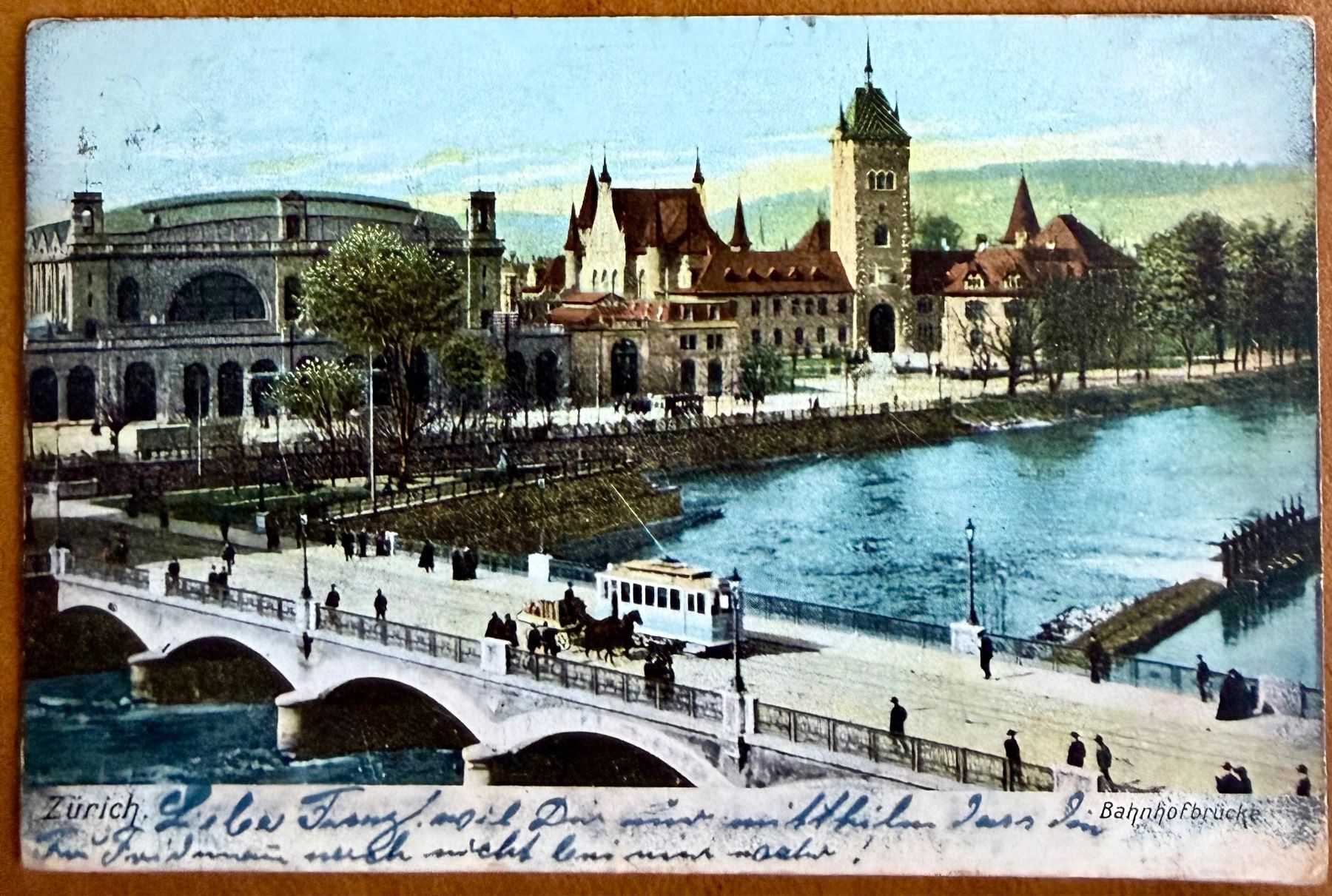 Cartoline postali: Zürich - Tram, Bahnofbrücke 1905 – Usato da Lutry venduto da Ediego