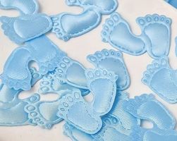 100 STCK. BLAUE BABYFÜSSCHEN AUS VLIES NEU