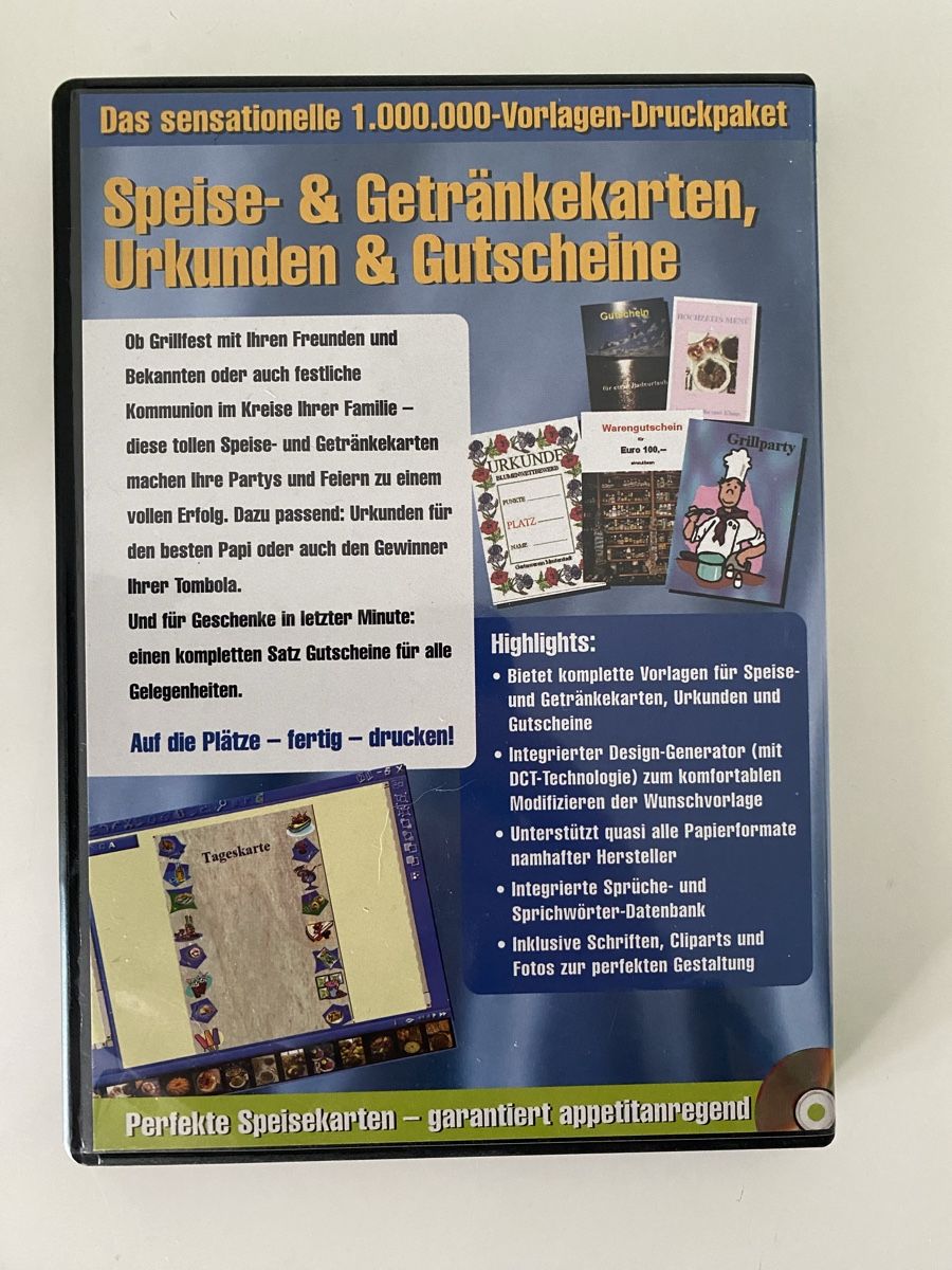 CD & DVD-Rohlinge: PC Vorlagen Speisekarten, Urkunden – Neu (gemäss Beschreibung) aus Emmenbrücke von ste_2t9w 1