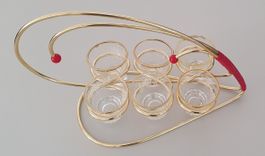 6er Set Schnapsglas mit Halter Gold Deko Traubenrand