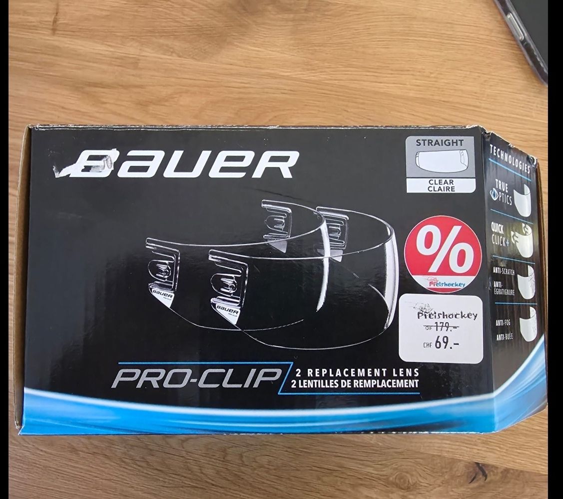 Oakley Brillen & Gläser: Bauer Pro-Clip replacement lenses clear straight new – Neu und originalverpackt aus Ebmatingen von Nati251187