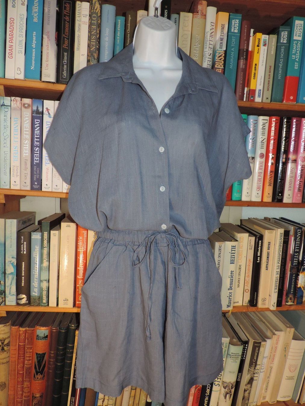Lots de vêtements: ensemble short chemise bleu gris – D'occasion à Genève par Axelle333 1