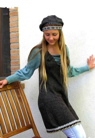Kleid 100% Alpaka Wolle Ethno
