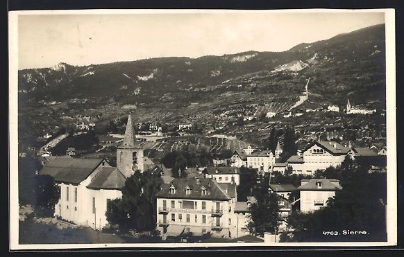 Cartoline postali: AK Sierre, Teilansicht mit Kirche – Usato da Berlin venduto da bartko-reher