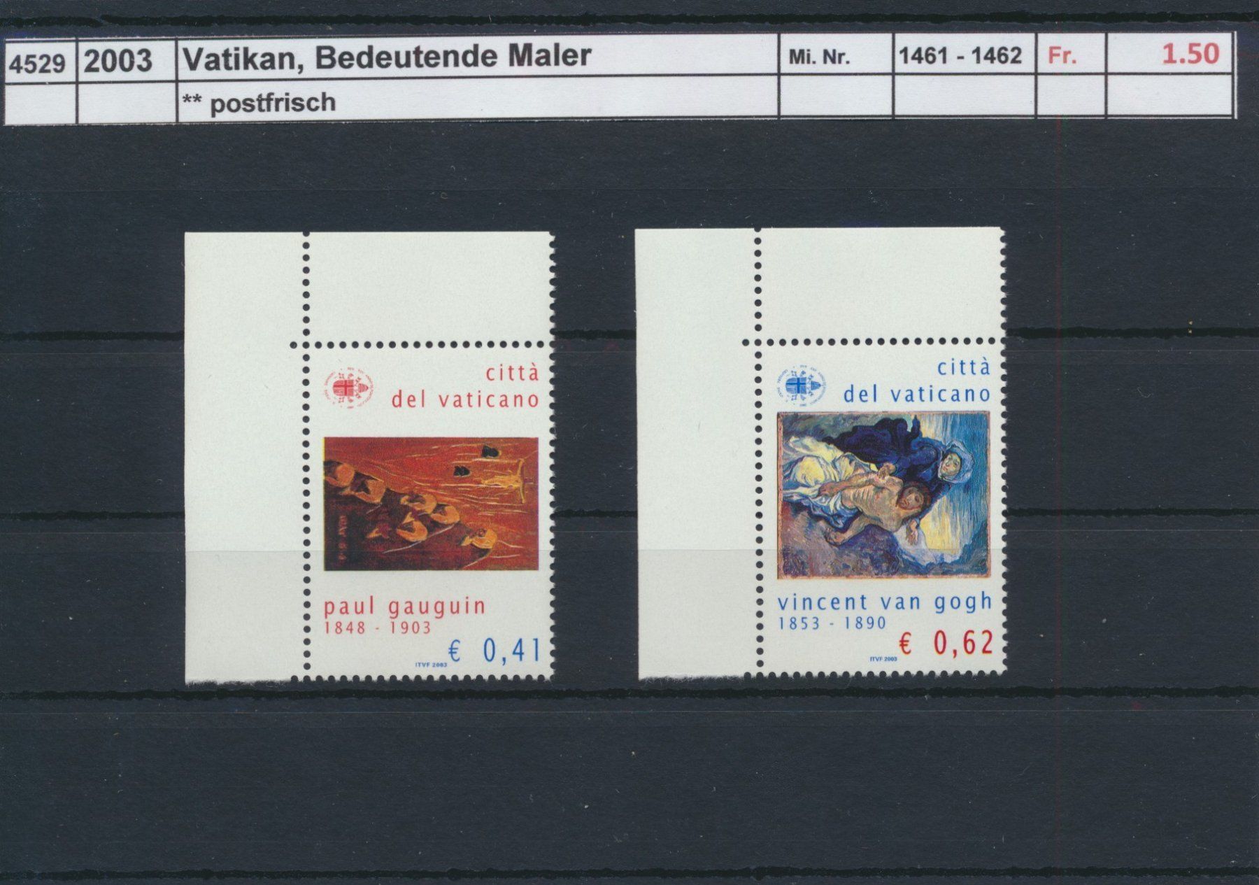 Alle Briefmarken: 2003 Vatikan, "Bedeutende Maler", ** postfrisch – Neu (gemäss Beschreibung) aus Winterthur von Zupogeru