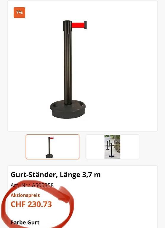 Recinzioni: 3 Stk. neue Gurt-Ständer, Absperrpfosten, Länge 3,7 m – Nuovo e nell'imballaggio originale da Necker venduto da liq24 1