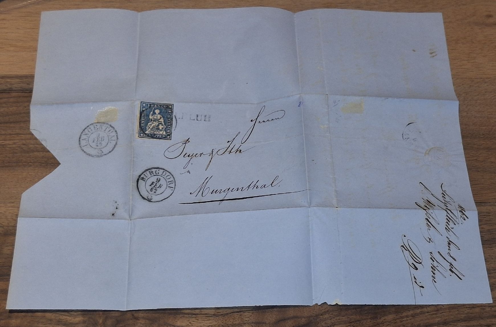 Tutti i francobolli: Strubelbrief 23G Burgdorf - Langenthal – Usato da Balgach venduto da SIMEON27 2
