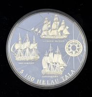(1312) Tokelau, 100 Tala, 1996, Segelschiffe, in Etui 1 KG