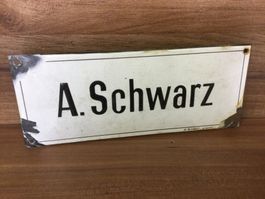 Antikes Emailleschild A. Schwarz von H. Bischoff Glarus