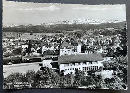 UZWIL mit Bahnhof, SBB-CFF Zugwagen/Blick zum Säntis