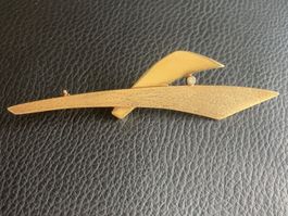 Broche vintage moderniste dorée chic et élégante!