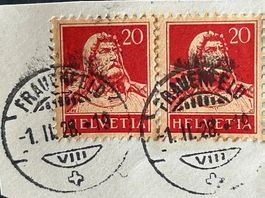 🔥 Frauenfeld TG 1928 Alte Briefmarken tolle Rundstempel 🕹️
