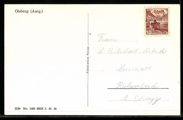 Cartoline postali: Olsberg /Aarg., Dorfansicht mit Kirche – Usato da Berlin venduto da bartko-reher 1