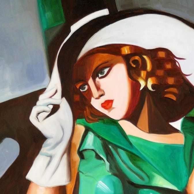 Reproduktionen & Neuware: Lempicka - Mädchen in Grün mit Handschuh – Neu (gemäss Beschreibung) aus Larnaca von KunstDepot24 1