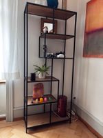 NORRWOOD Coogee Regal, schwarz / Eiche, 77x185 cm