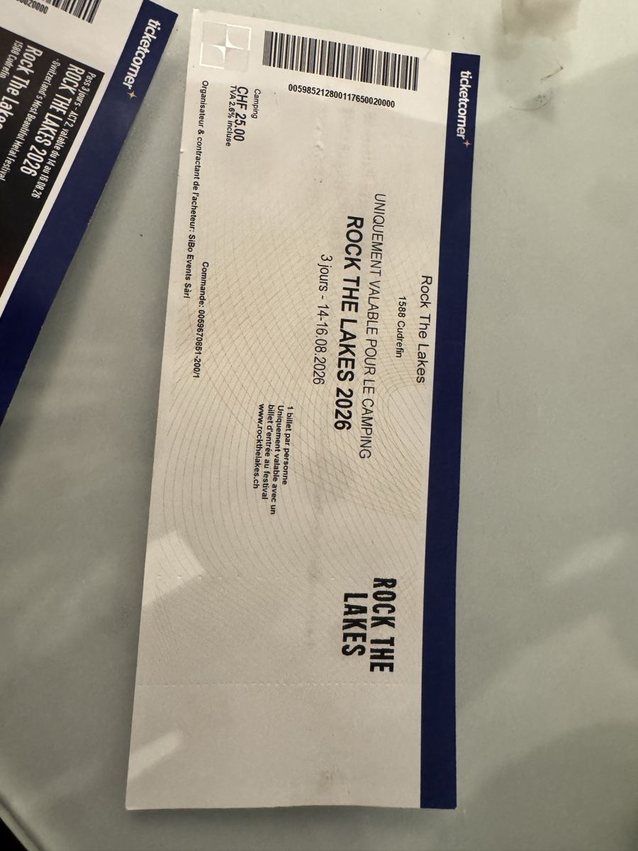 Biglietti: 3 Tages Tickets Rock The Lakes  – Nuovo e nell'imballaggio originale da Bannwil venduto da HubacherGmbH 1