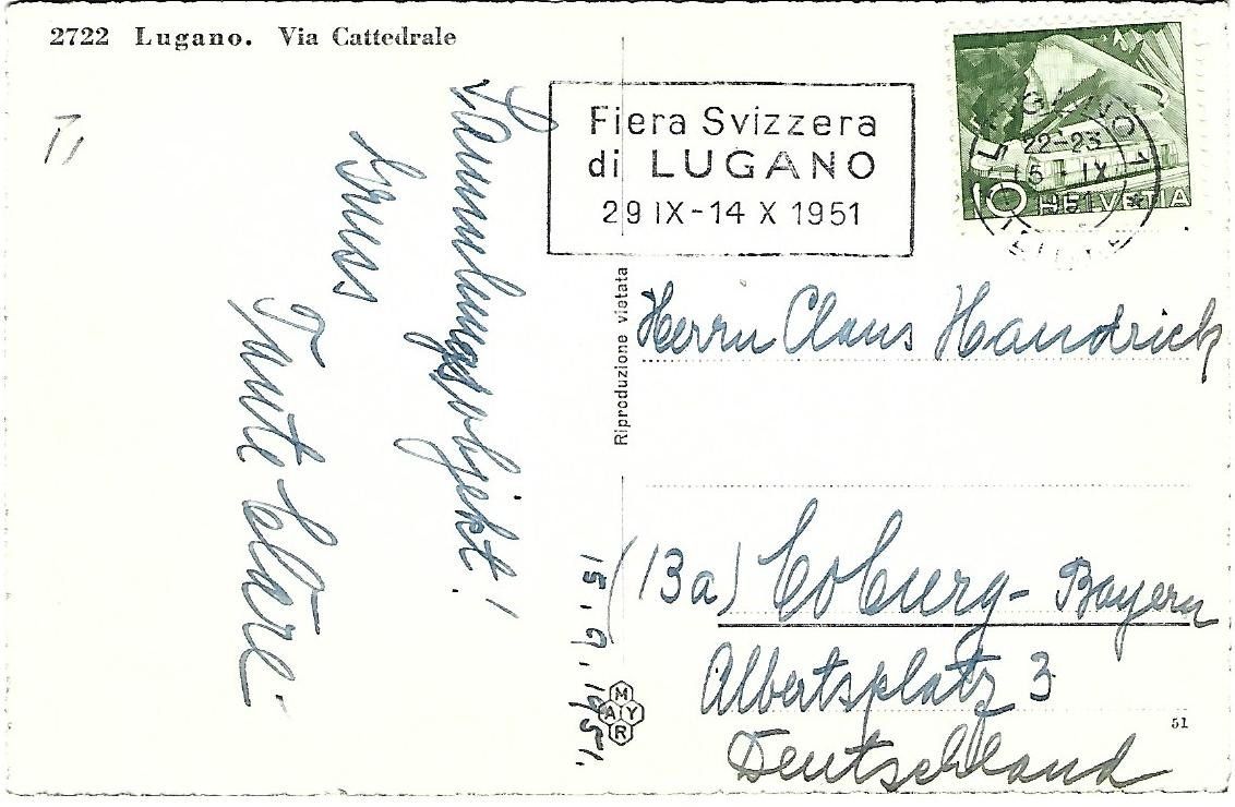 Cartoline postali: Lugano Via Cattedrale – Usato da Wetzikon ZH venduto da Brulu100 1